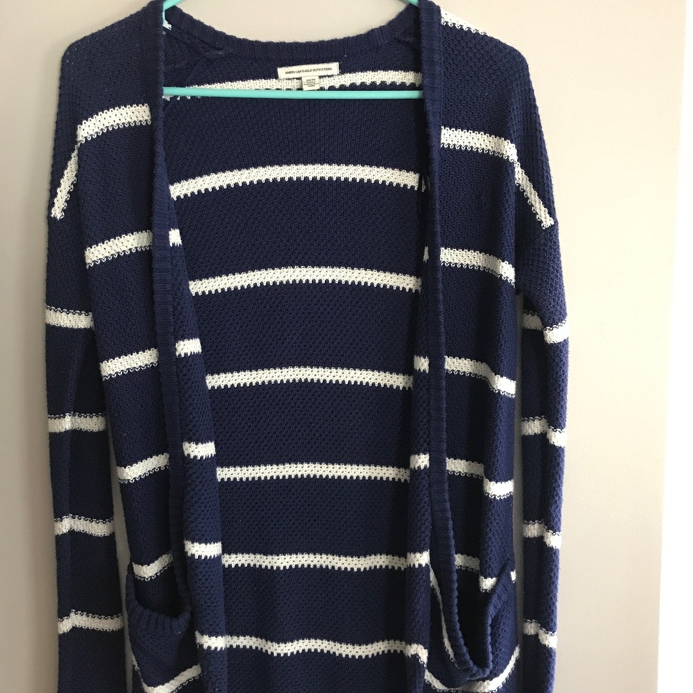 Blue Striped Cardigan